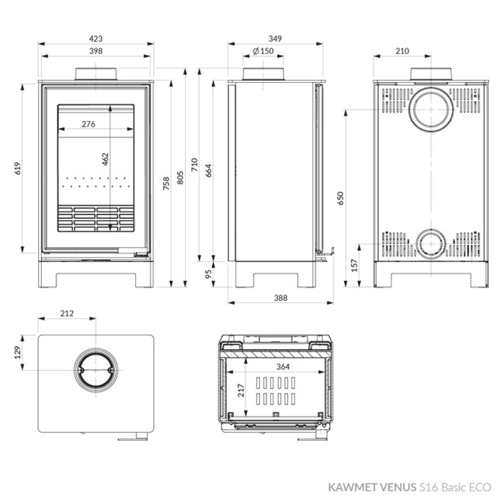 Печь камин KAWMET VENUS S16 Basic ECO