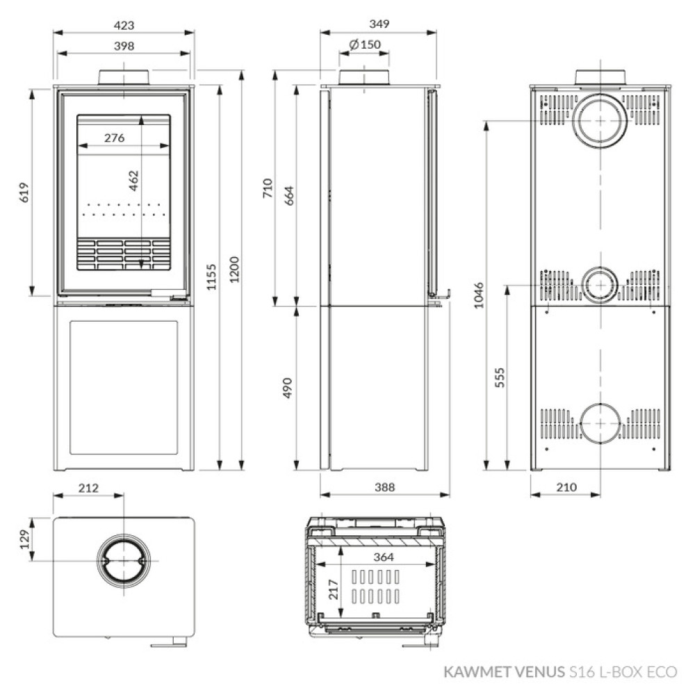 Печь камин KAWMET VENUS S16 L-Box ECO