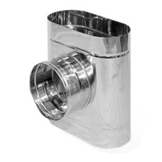 Трійник овальний 87° 120х240 мм нержавіюча сталь 1 мм з круглою врізкою Ø 150 мм