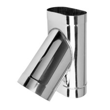 Трійник овальний 45° 120х240 мм нержавіюча сталь 0,8 мм з круглою врізкою Ø 200 мм