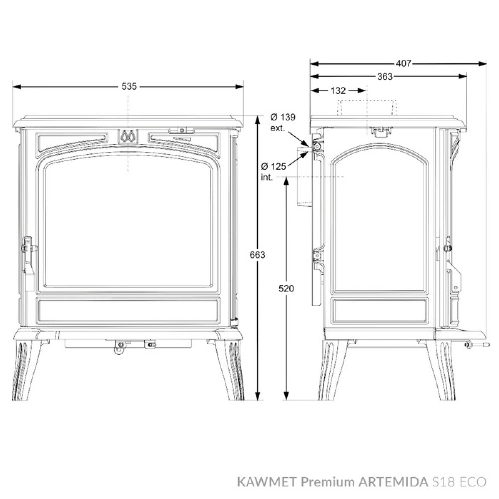 Чугунная печь KAWMET Premium ARTEMIDA S18 ECO
