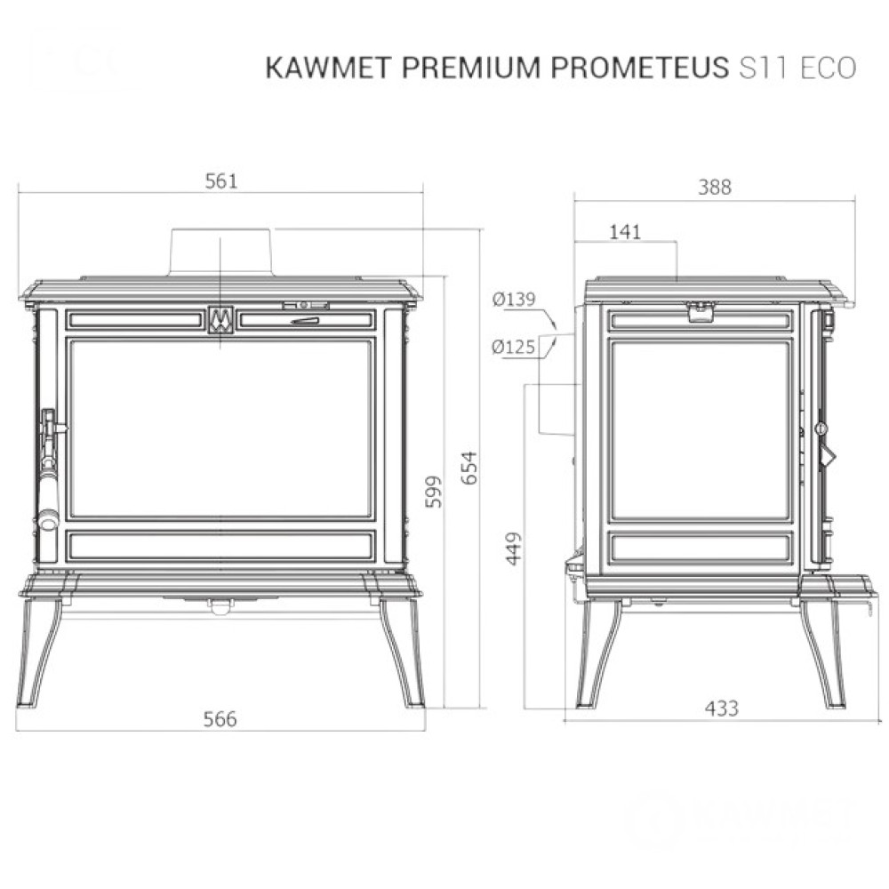 Чугунная печь KAWMET Premium PROMETEUS S11 ECO