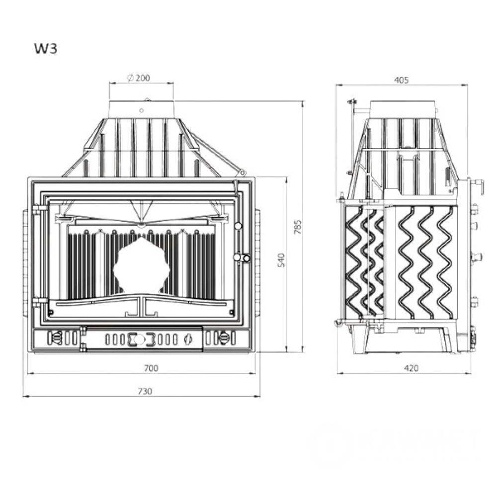 Каминная топка KAWMET W3 (16.7 kW)
