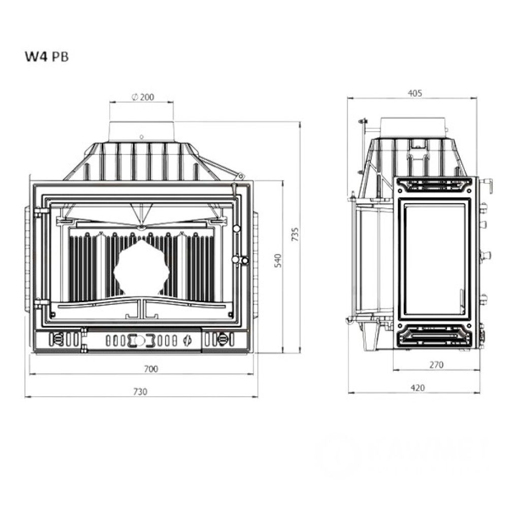 Каминная топка KAWMET W4 LB (14.5 kW)
