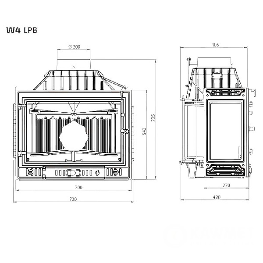 Каминная топка KAWMET W4 PLB (14.5 kW)