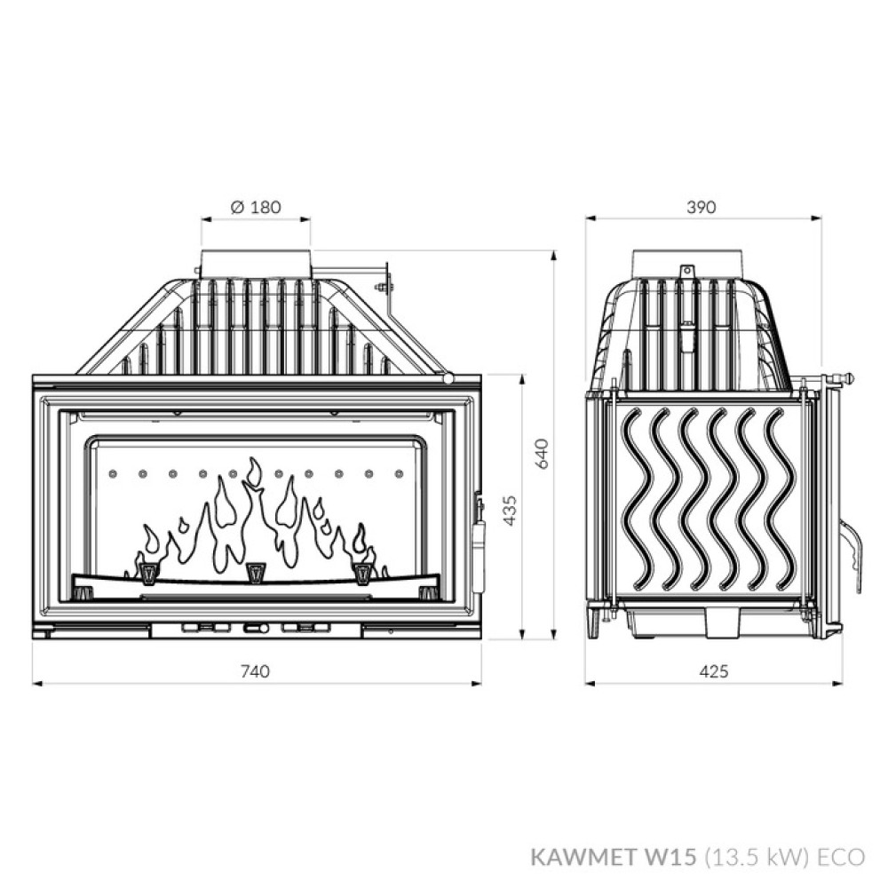 Каминная топка KAWMET W15 (13.5 kW) ECO
