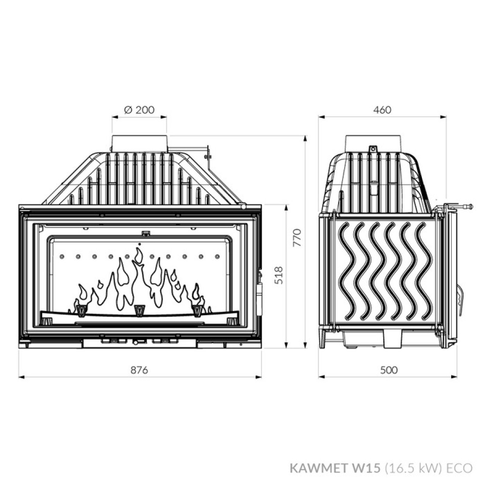 Каминная топка KAWMET W15 (16.3 kW) ECO