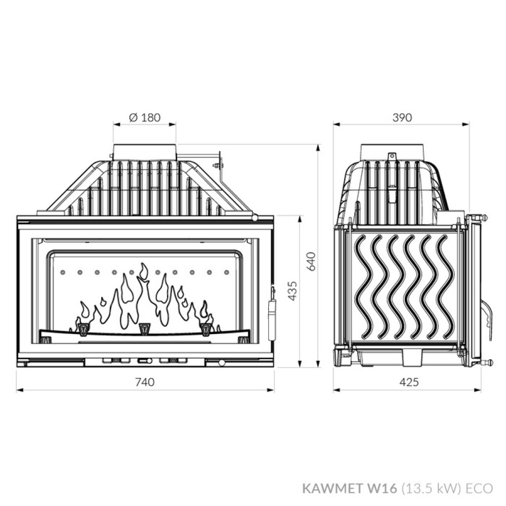 Каминная топка KAWMET W16 (13.5 kW) ECO