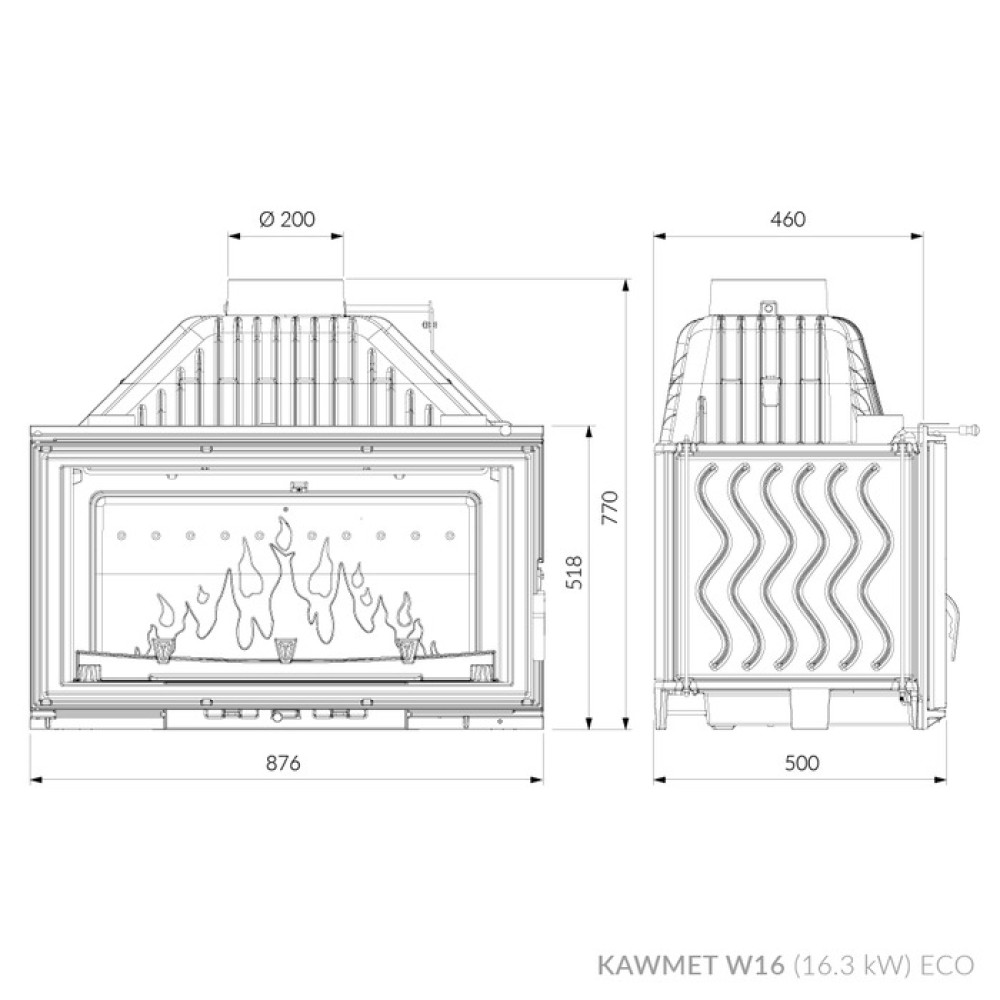 Каминная топка KAWMET W16 (16.3 kW) ECO