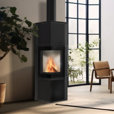 Стальная печь-камин Kratki TORA M керамогранит Nero Assoluto  (8,0 кВт)