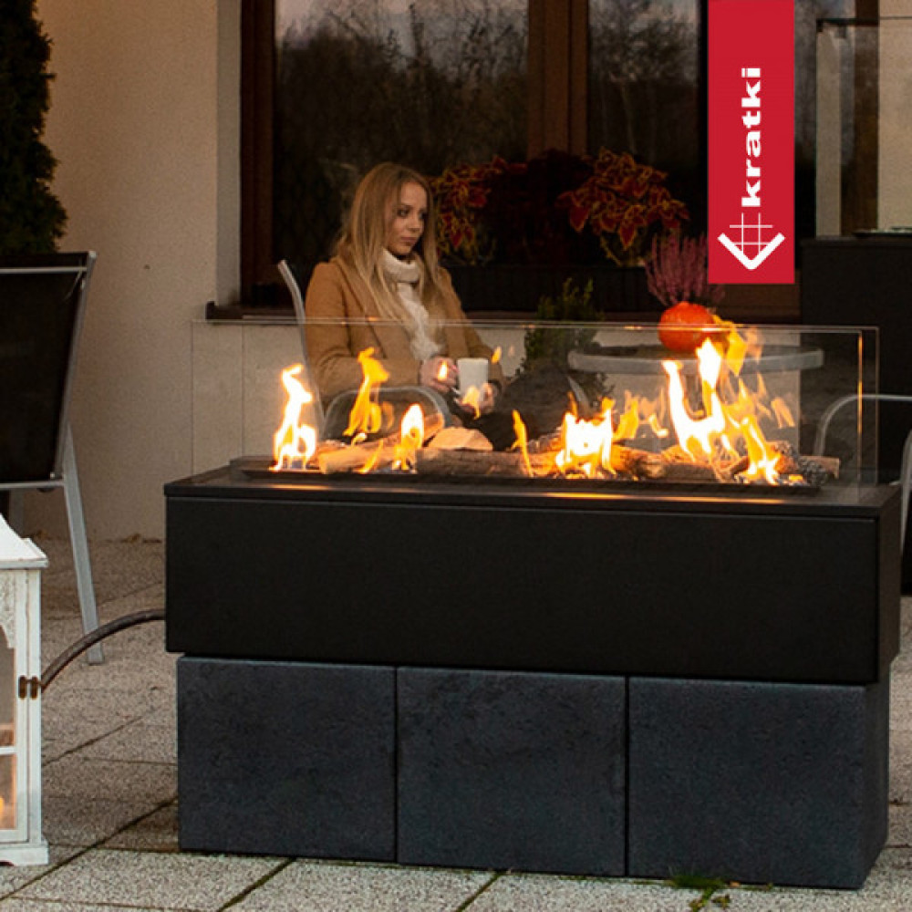 Газовий обігрівач Kratki PATIO HORIZONTAL стальний - ручне управління (17,5 кВт)