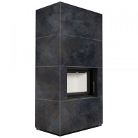 Камин Kratki FLOKI BOX 8 kW Ø 160  в корпусе с керамогранита OSSIDO NERO