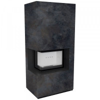 Камін Kratki FLOKI BOX лівий 8 kW Ø 160 в обудові з керамограніту OSSIDO NERO