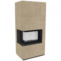 Камин Kratki FLOKI BOX левый 8 kW Ø 160  в корпусе с керамогранита FOKOS RENA