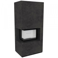 Камін Kratki FLOKI BOX лівий 8 kW Ø 160 в обудові з керамограніту FOKOS GRAFITE
