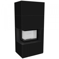 Камін Kratki FLOKI BOX лівий 8 kW Ø 160 в обудові з керамограніту NERO ASSOLUTO