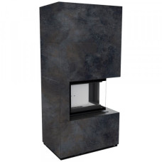 Камін Kratki FLOKI BOX правий 8 kW Ø 160 в обудові з керамограніту OSSIDO NERO