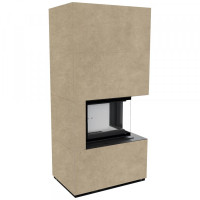 Камин Kratki FLOKI BOX правый 8 kW Ø 160  в корпусе с керамогранита FOKOS RENA
