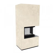 Камін Kratki FLOKI BOX правий 8 kW Ø 160 в обудові з керамограніту OXIDE BIANCO