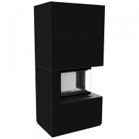 Камін Kratki FLOKI BOX правий 8 kW Ø 160 в обудові з керамограніту NERO ASSOLUTO