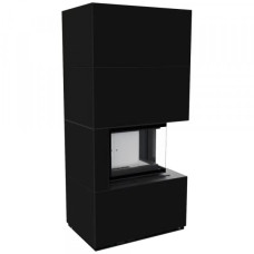 Камін Kratki FLOKI BOX правий 8 kW Ø 160 в обудові з керамограніту NERO ASSOLUTO