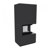 Камин Kratki FLOKI BOX правый 8 kW Ø 160  в корпусе с керамогранита NATURALI ARDESIA NERO A SPACCO