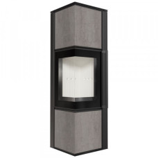 Стальная печь-камин Kratki TORA M керамогранит NATURALI PIETRA DI SAVOIA GRIGIA BOCCIARDATA (8,0 кВт)